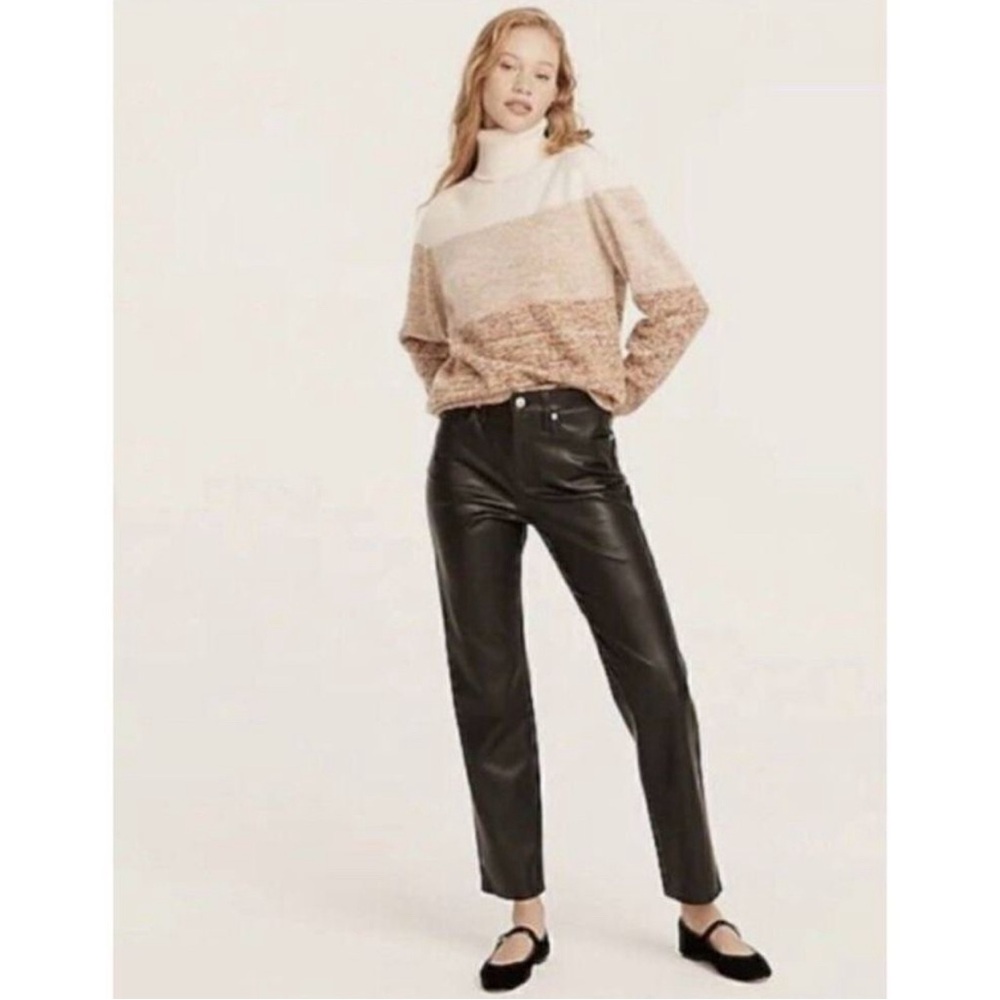 NWT J. Crew High-rise '90s Classic Straight Vegan leather Pant‎ in Black.